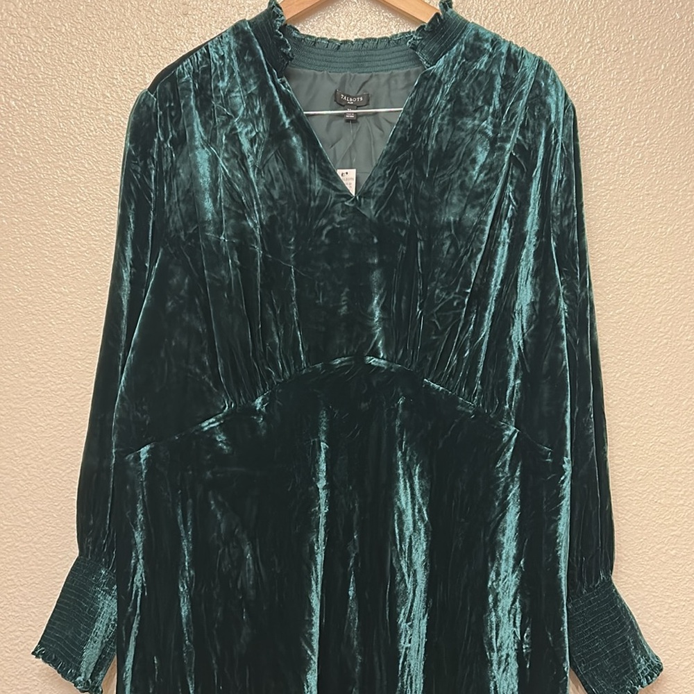TALBOTS EFFORTLESS VELVET SMOCKED MIDI DRESS SIZE 22W - Picture 6 of 9